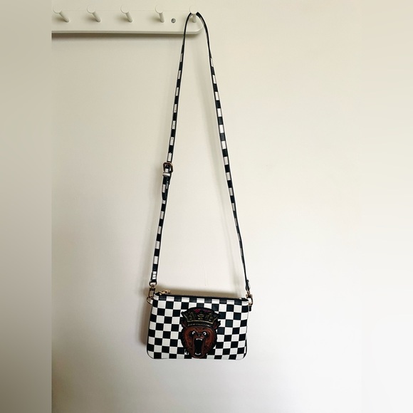 Essentiel Antwerp Andy bear chess board crossbody faux leather bag - Picture 5 of 5